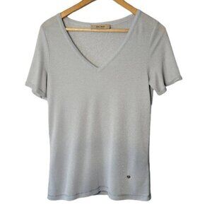 Mos Mosh Casio V Neck Silver Tee Size Small